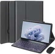 Keyboard Case for Microsoft Surface Pro 11 / Pro 10 / Pro 9 13-inch Tablet with Mouse 7-Color Backlight Detachable Bluetooth Keyboard, Ultra-Thin Multi-Angle Folio Cover