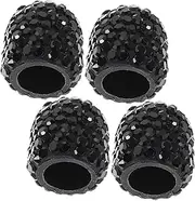 COSMEVIVI 4pcs Tire Cap Tires Valve Stem Cap Black Sparkle Car Accessories Plastic Black