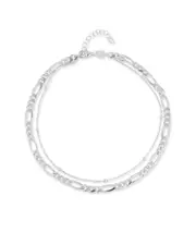 Chloe and Madison Silver Double Chain Anklet