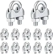 12 Pcs Wire Rope Clips Clamps, U Bolt Saddle Fastener, U Shaped Clamps, Stainless Steel Wire Ropes, U Bolt Clamp, Ø 6mm 1/4" Wire Rope Grips