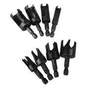 8 x Straight/Tapered 1/4" Hex Quick change shank Wood Plug Cutter Drill Bit