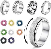 4 PCS Fidget Rings, Fidget Ring, Spinner Rings for Anxiety Relief Stainless Steel Rings, Fidget Rings for Women, Fidget Rings for Women, Spinning Ring, Fidget Rings for Anxiety