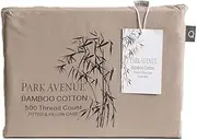 Park Avenue 500 Thread Count Bamboo Cotton Fitted Sheet and Pillowcase Set, King Single, Pewter