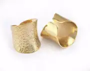 Ring Thumb Adjustable Shiny Gold Plated Brass Textured Women Rustic Ethnic Ring