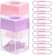 TEHAUX Magnetic Paper Clip Dispenser, Plastic Paper Clip Holder Paperclip Holders for Desk Paper Clip Dispenser for Home Office School Desk Accessories, 2 Pack
