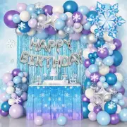 116Pcs Froozen Balloon Garland Arch Kit, Snowflake Blue Purple Confetti Ballo...