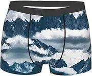 [FSCEV] Landscape With Mountains And Clouds Men'S Boxer Briefs Regular Soft And Elastic Leggings Shorts Everyday Wear, Black, L