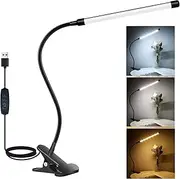 Reading Lights Led Clip On Light,3 Color Modes 10 Brightness USB Desk Lamp 360 ° Flexible Gooseneck Clamp Lamp for Gaming/Video Conference/Reading, Clip on Table, Dorm Room, Nail,Headboard