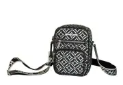 MICHAEL KORS JET SET ITEM MD CROSSBODY FLIGHT BAG GRAPHIC LOGO GLITTER BLACK