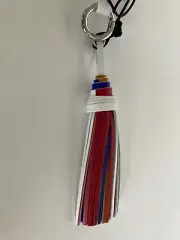 Rebecca Minkoff Handbag Leather Tassel Key Fob White Multi Silver Hardware - NWT