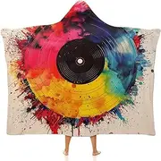 Splash Ink Disk Cloak Hooded Blanket Fleece Wearable Blanket Super Soft Fluffy Oversized Arctic Velvet Hooded Plush Throw Cloak Wrap Sofa Blanket Or Audlts Kids,50"x60"