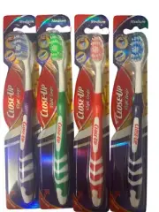 Close-Up Right Angle Medium Toothbrushes, 4 Pack, Multi-Color