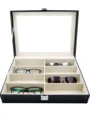 Eyewear box for storing 8 eyeglasses Black 34 x 25 x 9 cm Glasses Display Black