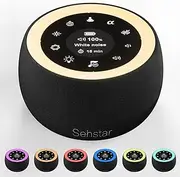 White Noise Machine Sound Therapy Sleep Soother for Adults&Baby 22 White Noise/5 Yoga/5 α-Wave 7 Color/3 Brightness/Breathing Light Touchscreen Timer Memory (Black, Medium)