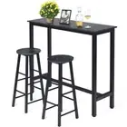 Dining table Stools Set High Bar Table Set Metal Kitchen Cafe Pub Bar Desk 3PCS