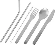 iplusmile Ergonomic Piece Stainless Steel Serving Utensils Set Utensil Case for Parties Buffet Fork Spoon Straws for Daily Use