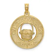 14k Yellow Gold CHARLESTON Basket Circle Charm