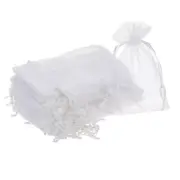 100pcs Organza Bags 4x6 Inch Drawstring Favor Pouches Sheer Mesh Bag White