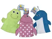 Bath Puppet Wash Mitt Mitten Kid Child Bathtime Bath Fun Terrycloth 8" - Set of