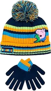 [Peppa Pig] Kids Winter Hat and Gloves Set George Pig Multi One Size, Multi, One size