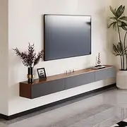 Wall Mounted TV Cabinet With Drawer - Floating Entertainment Center Console Media Storage Unit - TV Wall Bracket and Background Decoration Shelf