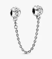 Genuine Pandora sterling silver Band of Hearts safety chain charm
