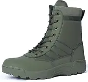 [HARGLESMAN] Mens Military Tactical Work Boots Side Zipper Leather Motorcycle Combat Boots