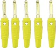 CCWUTQF Gold Plated 4mm Musical Speaker Cable Wire Pin Banana Plug Connectors Socket Red Black Blue/Yellow(Yellow,100Pcs)