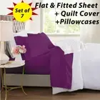 100% Cotton Flat Fitted Sheet Pillowcases Quilt Cover Single Double Queen King