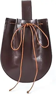 [Generic] Medieval Pouch Drawstring Bag Renaissance Costume Belt Pouch Waist Bag (Brown, One Size)
