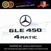 GLE450 SUV 4MATIC Rear Star Emblem Black Letter Badge Logo Set AMG Mercedes W166