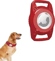 Ecixniy - Waterproof Airtag Dog Collar Holder | Durable AirTag Compatibility for Collars, Removable Metal Loop, Scratch-Resistant & Impact-Resistant, Compatible with Apple Airtag Tracker （Red）