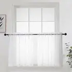 Short Sheer Curtains 24 Inches Long 2 Panels Set 42"W x 24"L (Pack of 2) White
