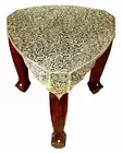 3 Leg Triangle Handcrafted Wooden Stool Cum Side Table with Brass Work Furniture