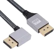 xiwai Right Angled DP to DP Cable 4K 60hz 90 Degree DisplayPort Cable Silver Sleeve Ultra-HD UHD for Desktop Laptop Monitor Graphics Card,1m