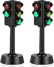 PATKAW Traffic Light Toy, 2 Pcs Round Bottom 1.7×4.3inch Mini Traffic Light Lamp Traffic Model Toys Early Education Playthings for Childrens Dress up Game Props