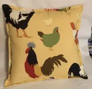 French Country Cottage Farmhouse Yellow Rooster Pillow Hen Chicken Feather