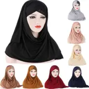 One Piece Amira Hijab Women Muslim Sequins Long Scarf Islamic Head Wrap Turban
