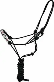 Horse Nylon Beaded Noseband Braided Black Mule Tape Rope Halter Lead Rope 606200