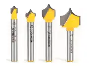 Point Cutting Round Over Router Bit 4 Bit Set - 1/4" Shank - Yonico 13470q