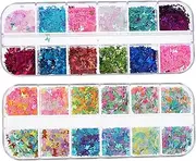 BELLIFFY DIY Nail Decor 12 Grids Holographic Butterfly Nail Glitters 2 Pack Manicure Sequins Elegant and Charming