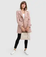 [Belle & Bloom] Liberty Sherpa Collar Wool Blend Coat - Blush