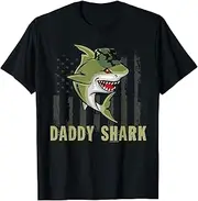 [VidiAmazing] Army Daddy Shark T-Shirt Funny Army Veteran 4th of July Tee ds3231 T-Shirt