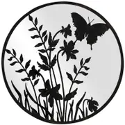 Willow & Silk Laser-Cut 50cm Round Butterfly/Nature Mirror Accent Wall Art/Decor
