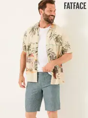 FatFace Mawes Dark Teal Cotton Linen Chino Shorts (AJ1388) | $106
