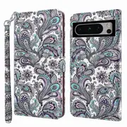 3D Pattern Printing Phone Case for Google Pixel 8,Wallet Stand PU Leather Cover with Strap Impatiens