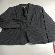 Anne Klein Womens One Button Blazer Jacket Black Striped Career 22W NWT $209
