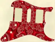Stratocaster Graphical Pickguard Custom fit Fender HSH 11 Hole Fractal Art Red