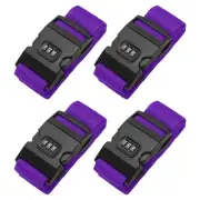 4Pcs Luggage Straps with Combination Lock TSA Approved Purple