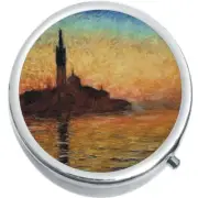 Monet Dusk Venice Medicine Vitamin Pill Box